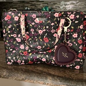 Kate Spade Black and Pink Floral Satchel Never used!
